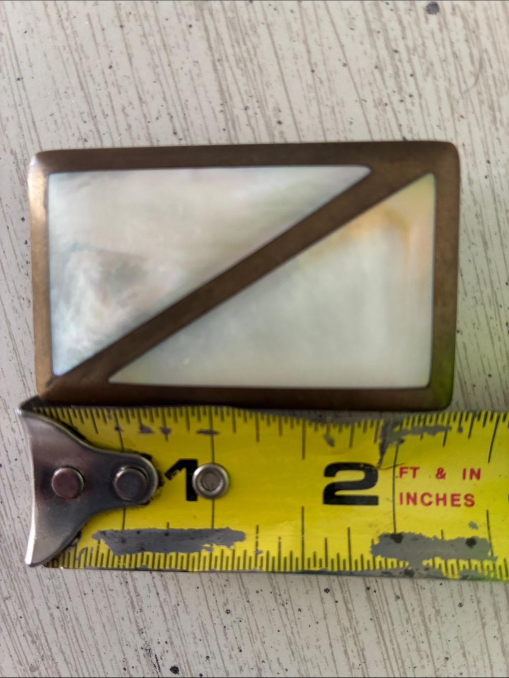 Ivory Inlay Rectangular Belt Buckle - Picture 6 of 7